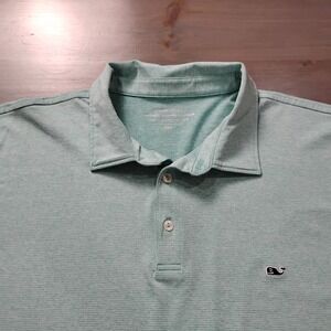 Vineyard Vines Polo Shirt Mens 2XL Pale Green White Stripes Sankaty Performance